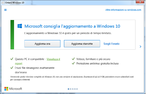 aggiornamento Windows 10 presto disponibile