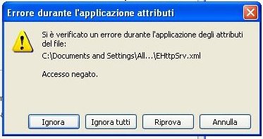 Errore applicazione Attributi - Ignora tutti
